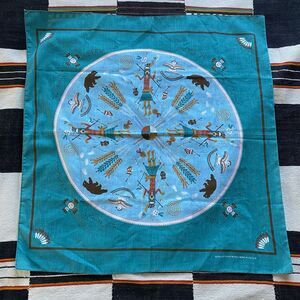 Vintage Indigenous Southwestern Tribal Print Bandana. USA. 50/50 Polycotton.